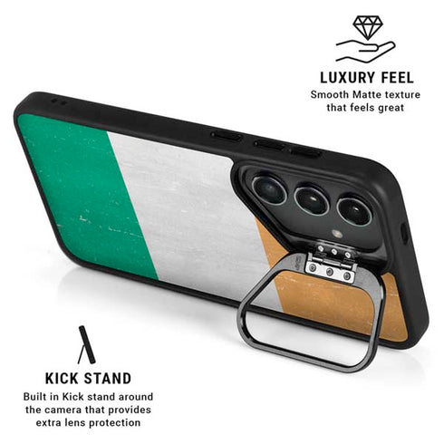 Ivory Coast Flag Distressed Galaxy S25 Ultra Kickstand Case